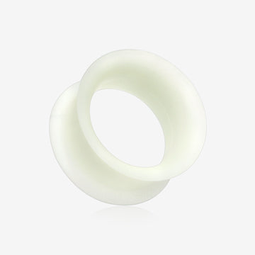A Pair of Glow in the Dark Ultra Thin Flexible Silicone Ear Skin Double Flared Tunnel Plug-White